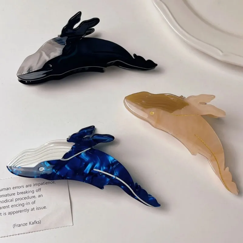 Blue Whale Hair Claw Clip - Cute Acetate Hair Catch, Sea  display picture 3