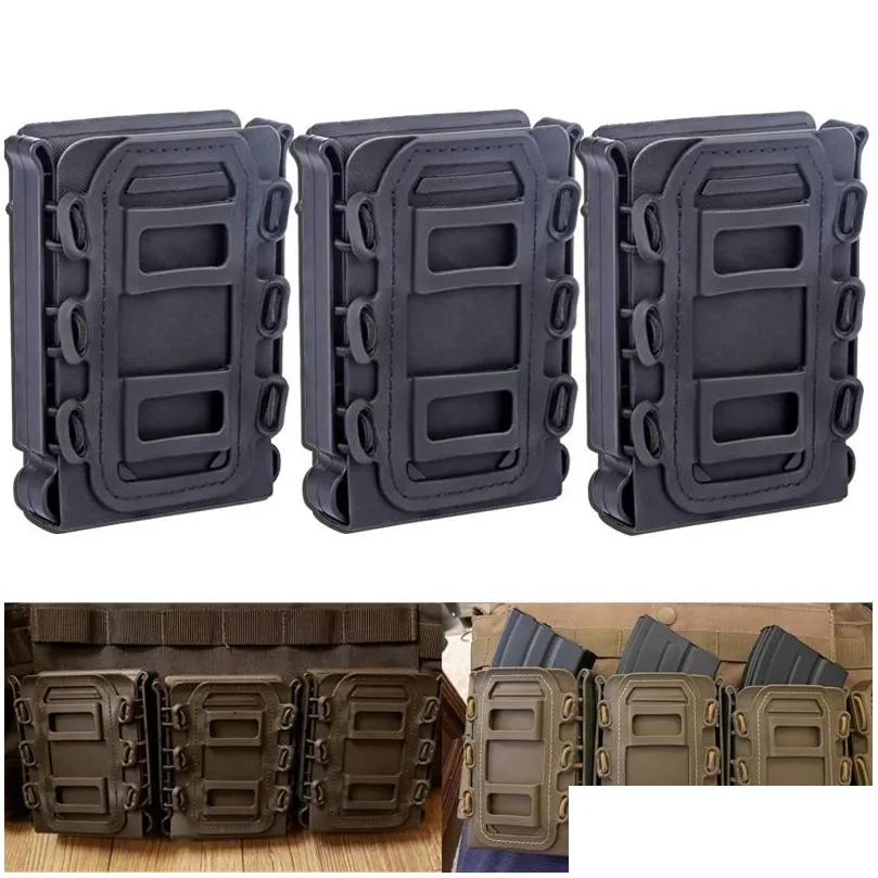 Utomhuspåsar 3st Tactical Fast Mag TPR Flexible Molle Magazine Pouch Carrier för M4 556762 Rifle Pistol Holder Drop Delivery DHCV0