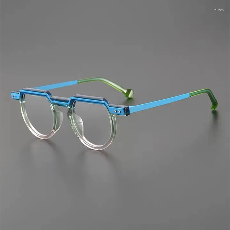 Zonnebrillen frames Acetaat Semi-cirkel glazen frame heren mode gekleurde metaal handgemaakte optische voorschriften voor optische dames voorschriften