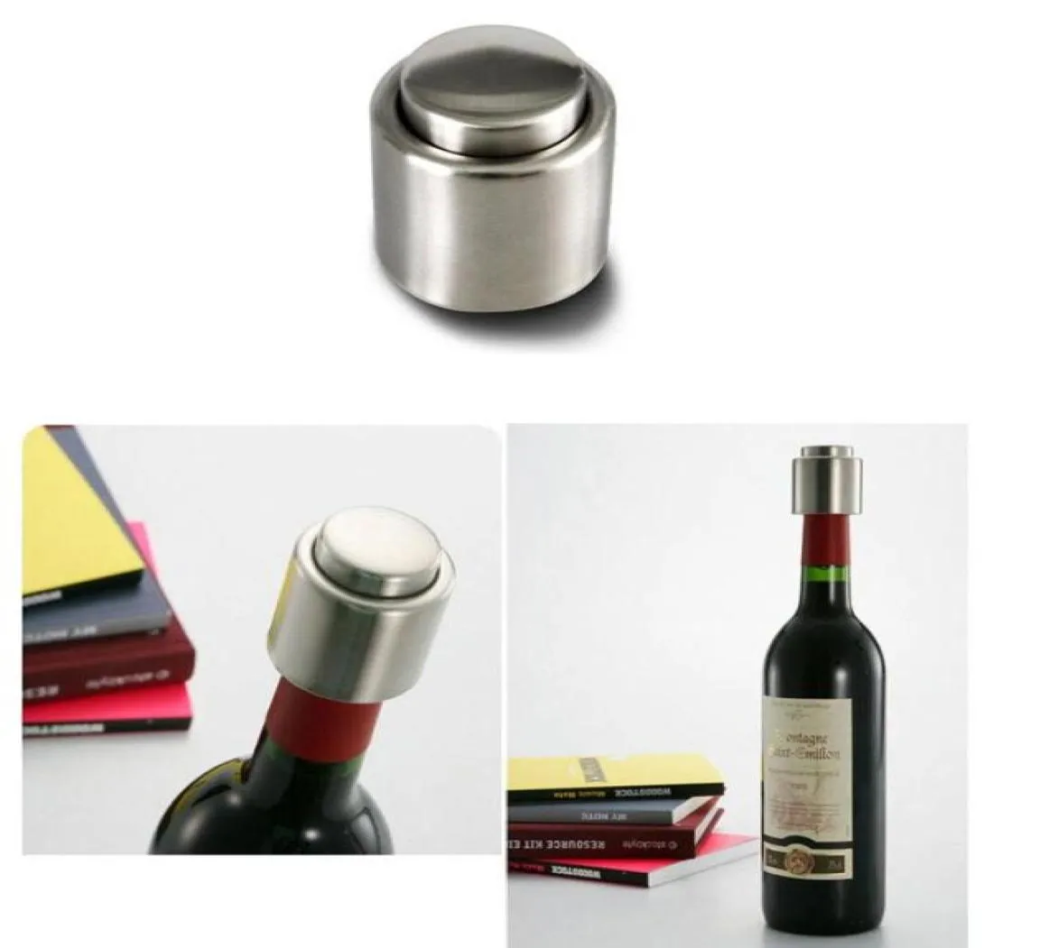 Wine Stopper Stainless Steel Vacuum Sealed Red Wine Bottle StopperPump Inside Super Easy to Keep Your Wine Fresh8772213