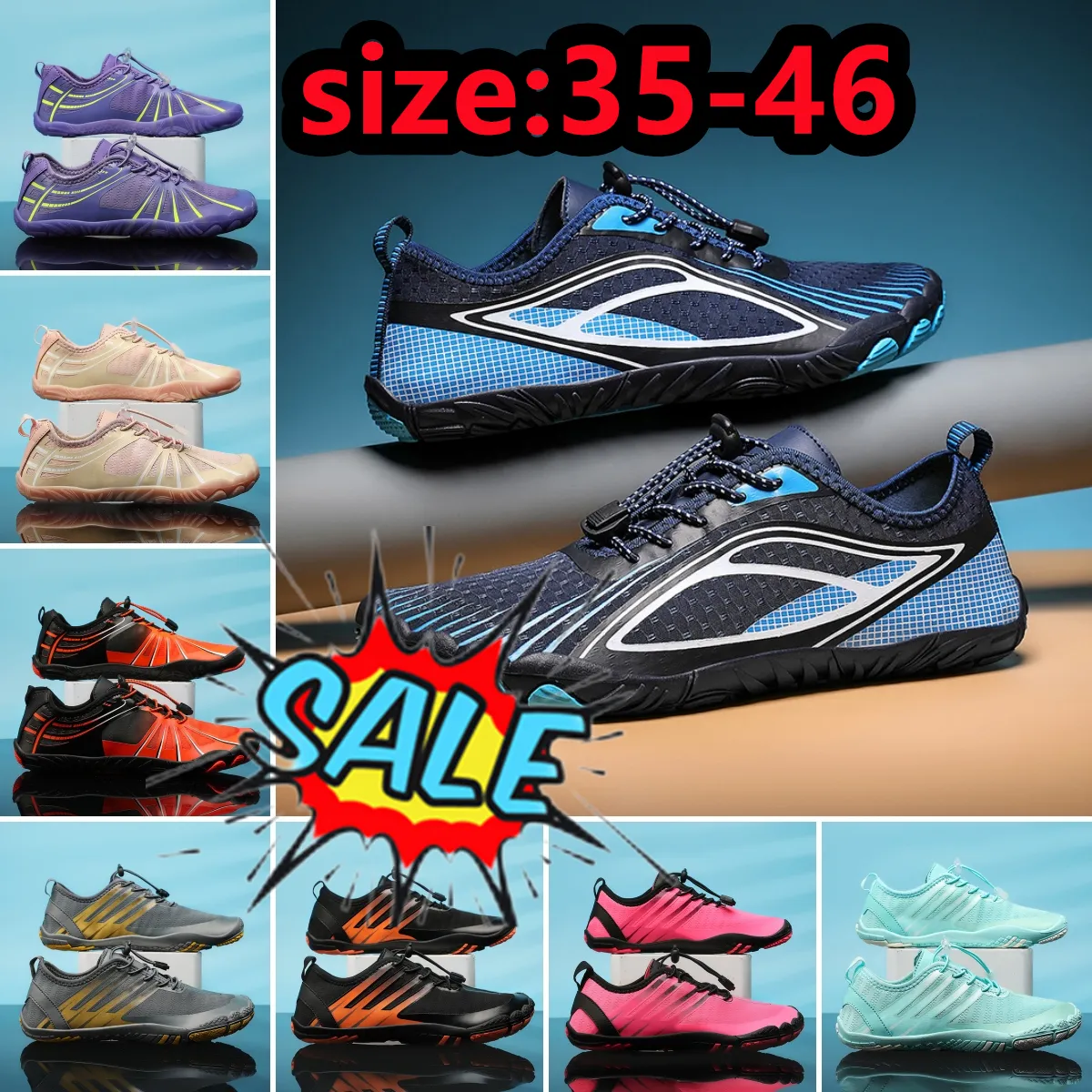 2024 Men Water Aqua Shoes Women Swimming Sneakers Barefoot Sandals Beach Wading Flats Unisex Breathable Quick Dry Footwear size35-46