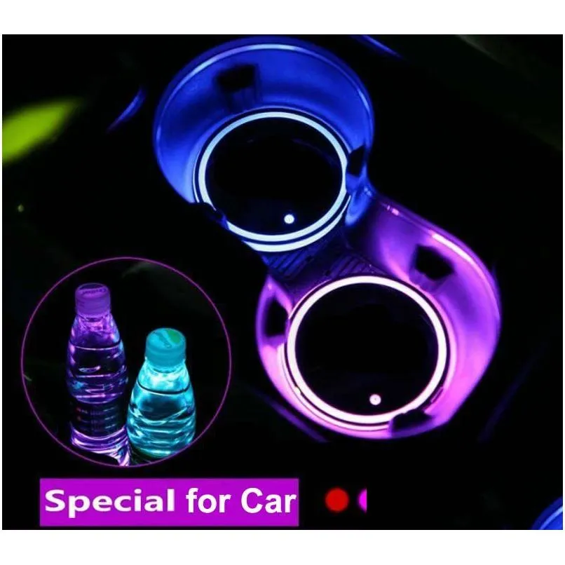 Luci decorative LED Tappetino per tazza per auto Luci d'atmosfera per tutte le auto Rgb USB Tazze di ricarica Pad Interni Atmosfera-Lampada Consegna a goccia Auto Dhiql