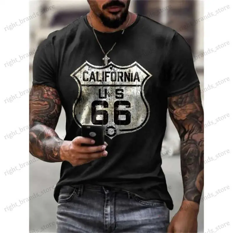 Camisetas para hombres 2023 Nueva camiseta vintage para hombres Impreso en 3D Personalidad de hip-hop de talla grande americana 66 Diseñado Ropa casual diaria de manga corta T240117