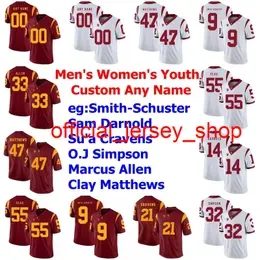 Custom USCTrojans Jerseys Womens Darnold Jersey Matt Fink JT Daniels Vavae Malepeai Michael Pittman Jr. College Football Jerseys Stitched