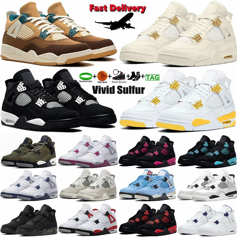 Jumpman 4 4s Basketbalschoenen voor heren Vivid Sulphur Cacao Wow Medium Olive Panda Midnight Navy Military Black Cat University Blue Sail Sports Dames Sneakers Trainers