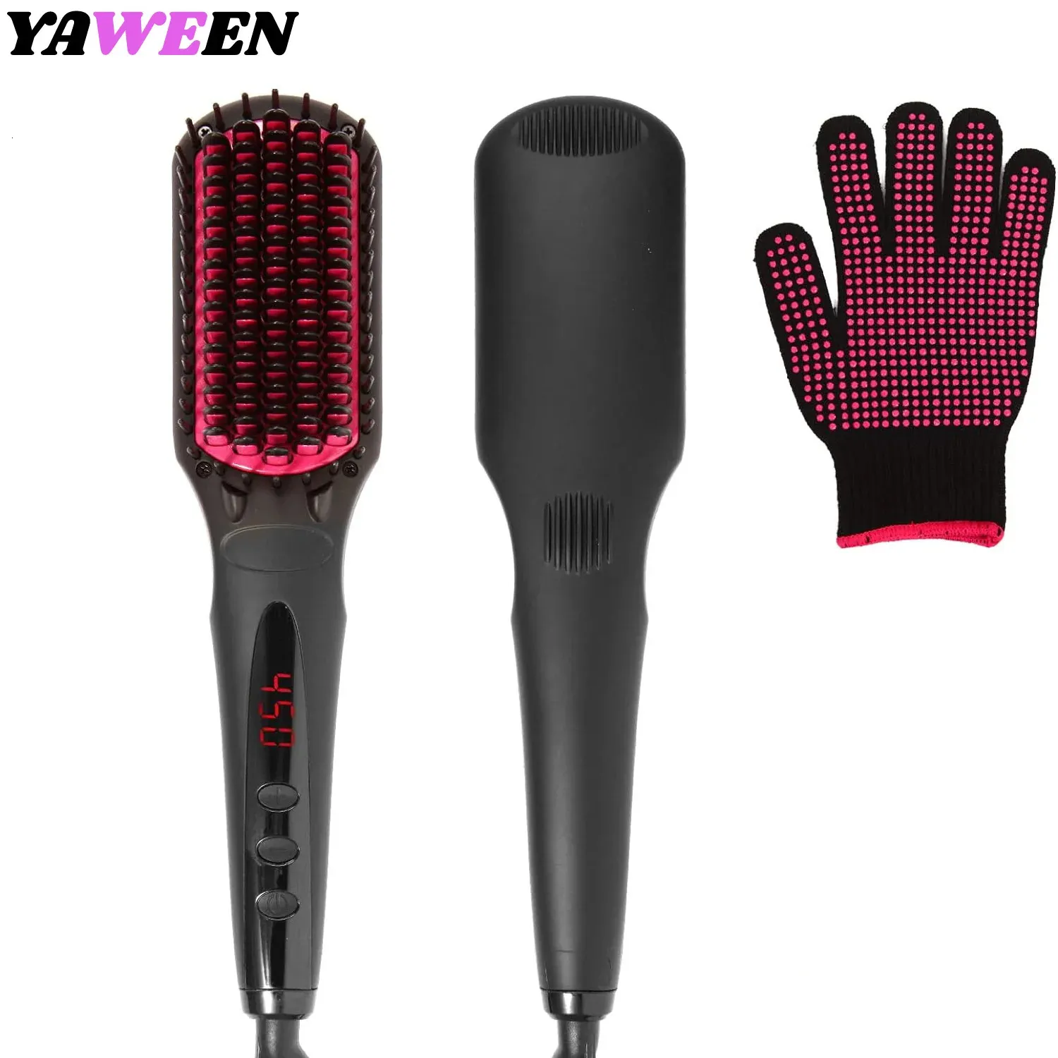 Negative ion Hair Straightener Brush Anti-Scald Portable Hair Styling Tools appliances Comb for Natural Thick Hair Women 240117