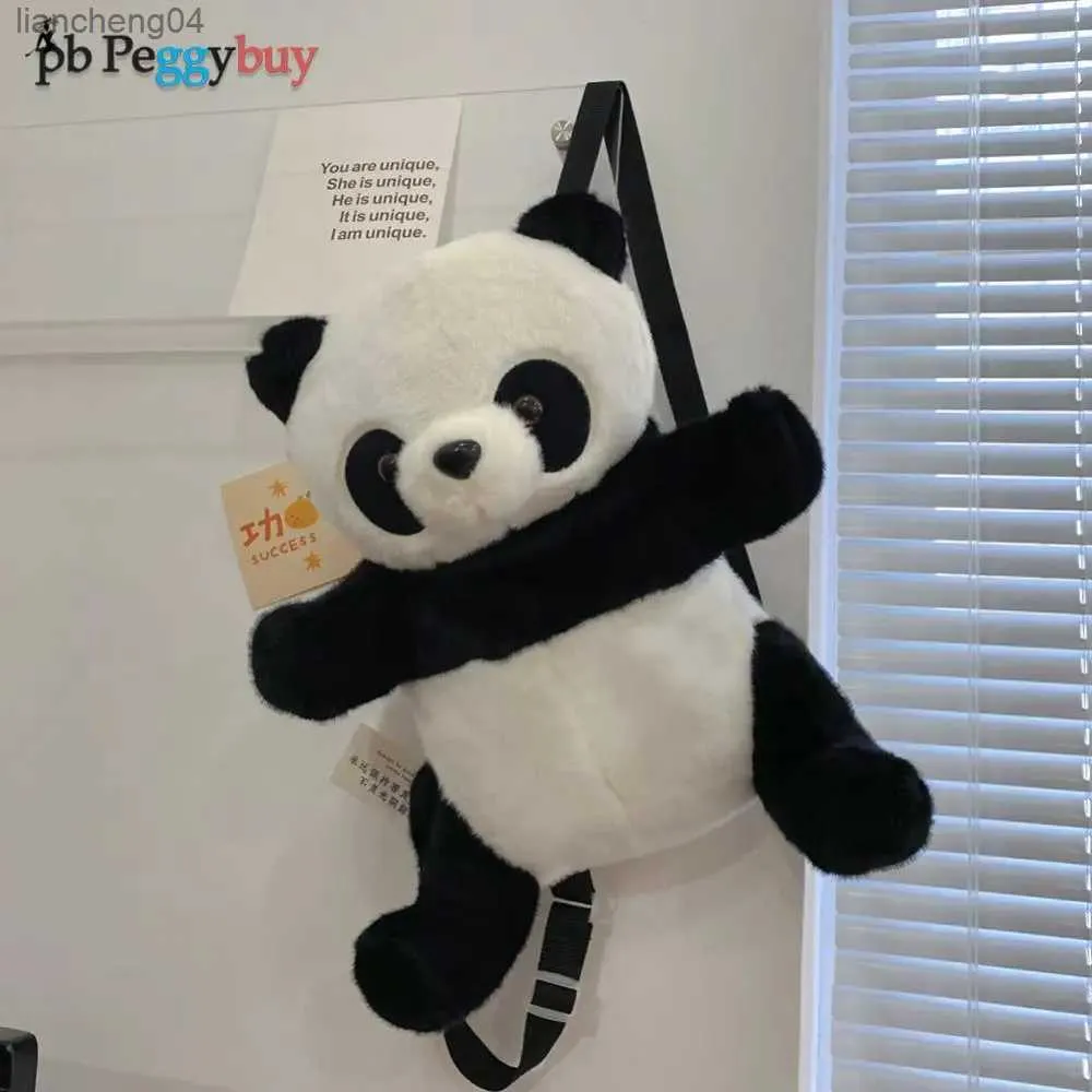 Zaini Borsa a tracolla per animali di peluche panda Zaino per bambini in pelliccia sintetica cartone animato Tracolla regolabile per bambini Zaino carino per asilo