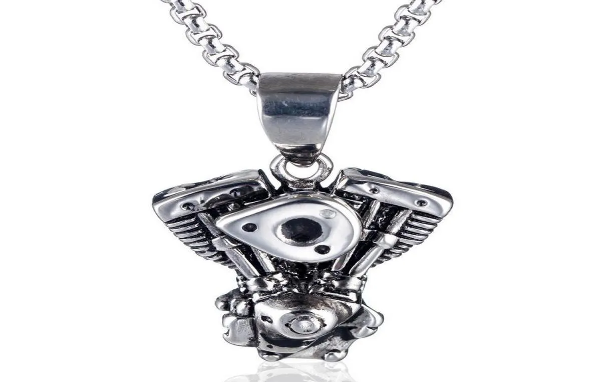 Engine Motorcycle Biker Necklace Personalized Punk Hip Hop Pendant Necklaces For Men And Women Stainless Steel Chain1657633