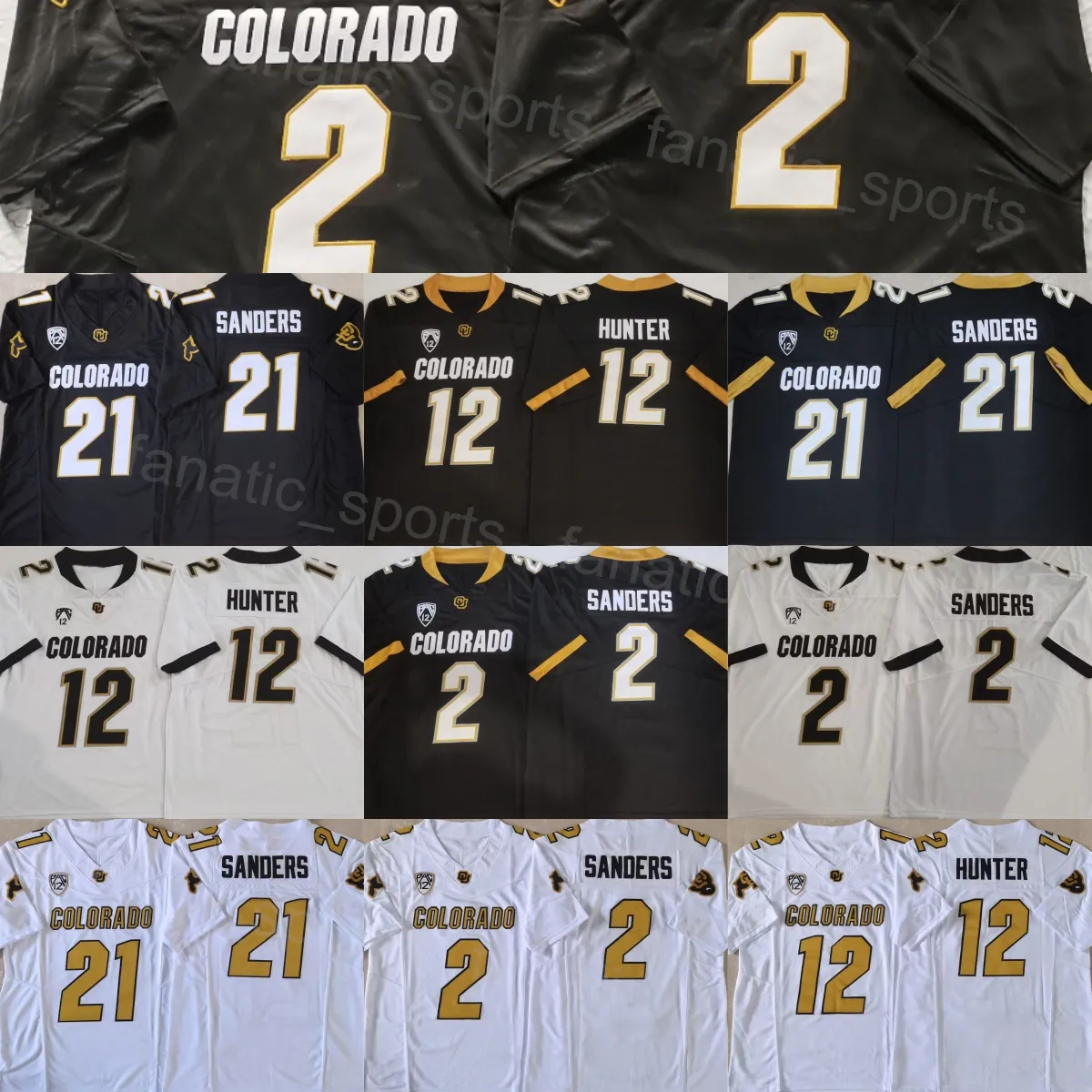 Colorado Buffaloes College Football 2 Shedeur Sanders Jersey Men 12 Travis Hunter 21 Shilo Sanders University Team COlor Black White All Stitched For Sport Fans