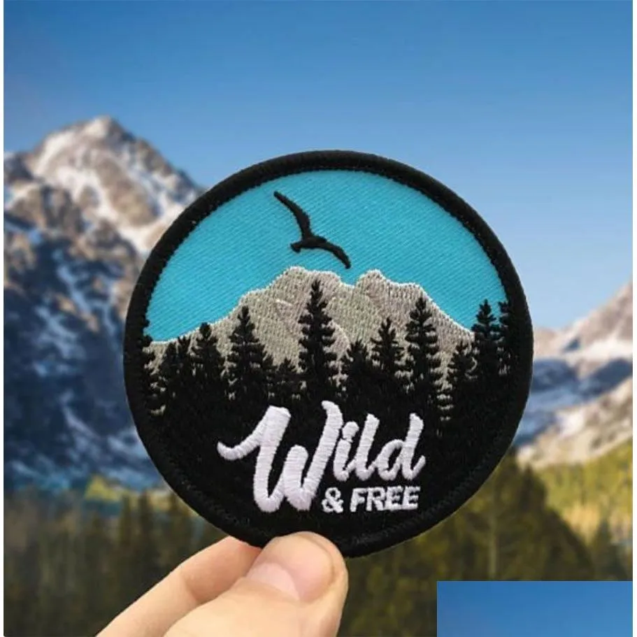 Sewing Notions & Tools Wild Moutain Forest Bird Adventure Embroideried Iron On Clothing Small Cute Decoration Badge Applique Embroide Dhskf
