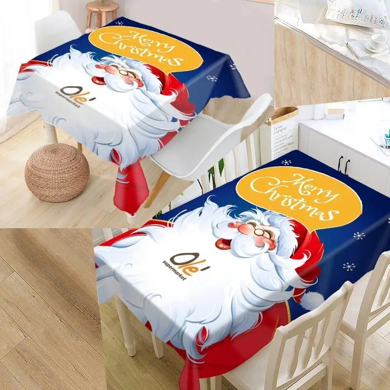 Toalha de mesa personalizada com capa de papai noel, toalha de mesa oxford à prova d'água, pode lavar as toalhas de mesa para cozinha, casamento, decoração el