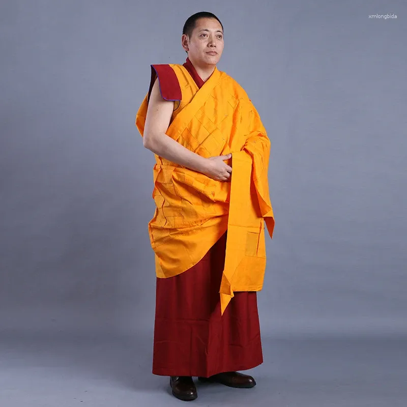الملابس العرقية البوذية البوذية البوذية اللاما الراهب ملابس تانترا وراثة لاما عباءة البوليستر القطن 2024