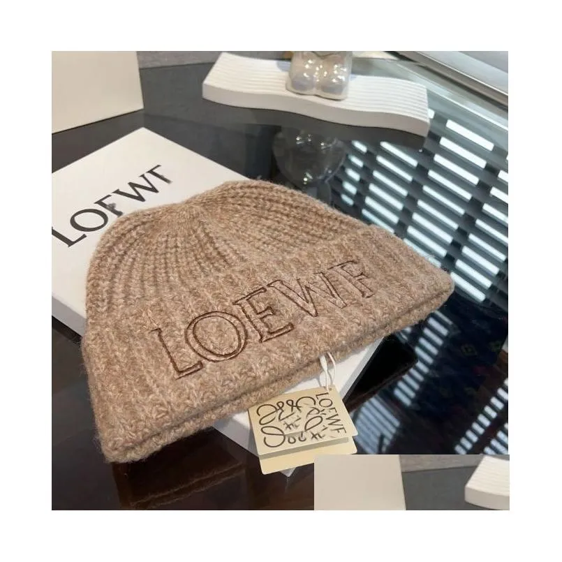 Beanie / Skull Caps Luxo Cashmere Chapéu De Malha Designer Loewf Beanie Cap Mens Inverno Casual Lã Quente Drop Entrega Acessórios de Moda Otqjh