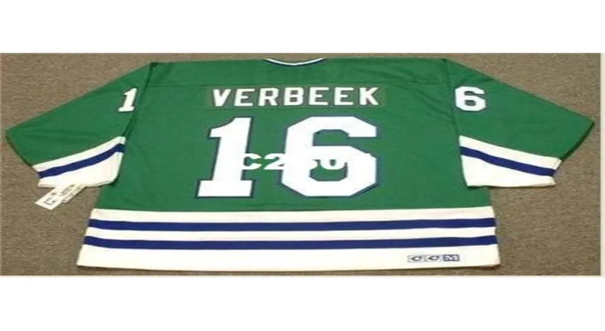 Мужская 16 PAT VERBEEK Hartford Whalers 1989 CCM RETRO выездная хоккейная майка или на заказ любое имя или номер в стиле ретро Jersey1939220