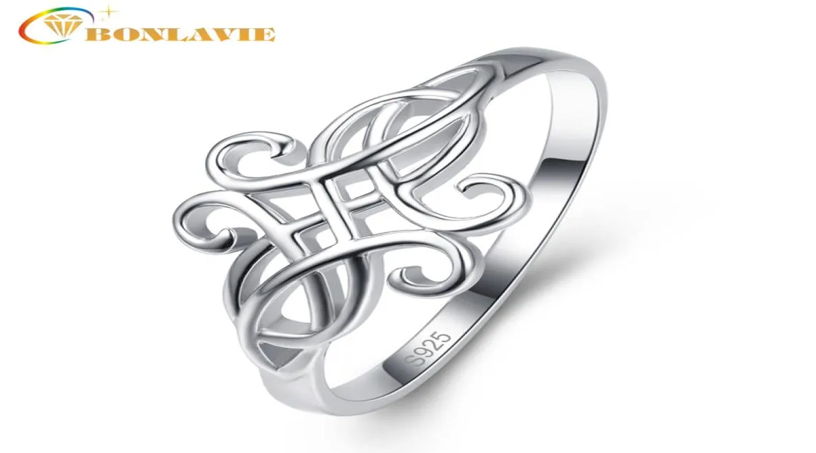 Bonlavie Women039S 925 Sterling Silver Celtic Hollow Knot Infinity Eternity Wedding Band Stackable Ring LY1912266011727