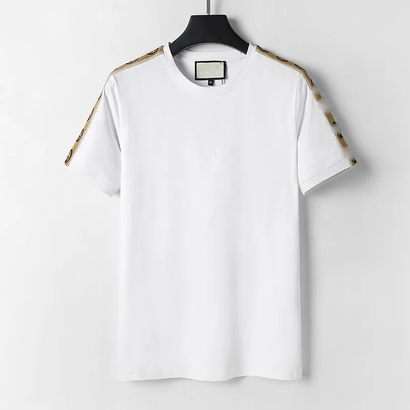 デザイナーメンズTシャツ黒と白の色刺繍アルファベット100％コットンサマーポピュラーレタープリントTシャツ男性女性クールな短袖ハイストリートTシャツクラシック