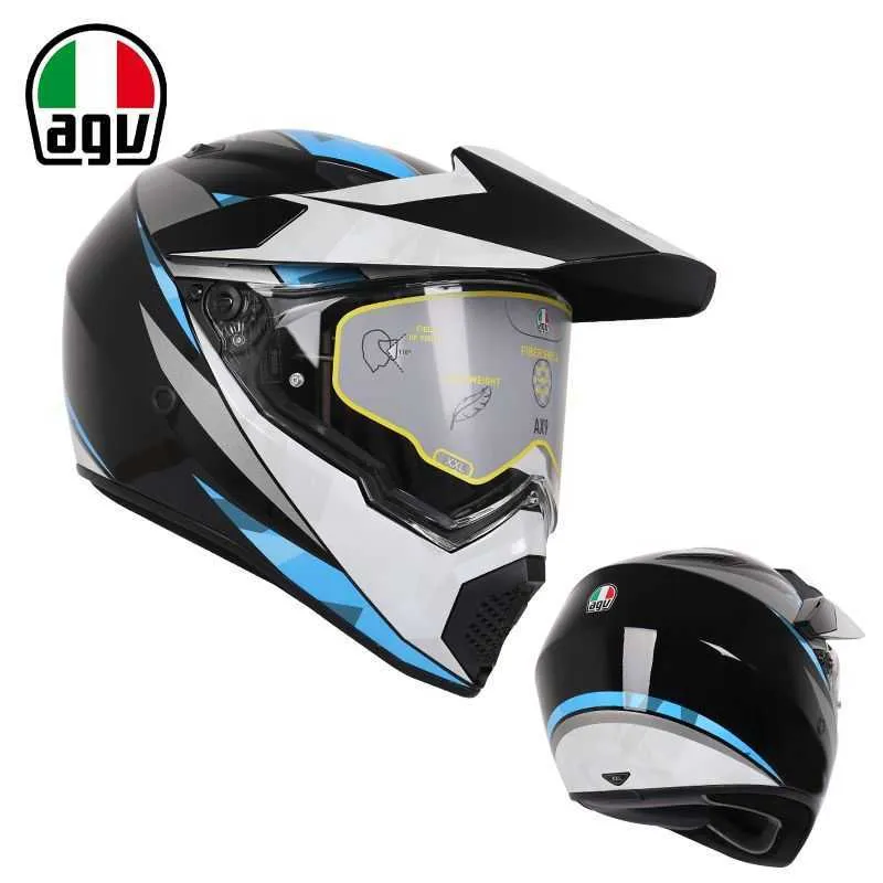 Capacete de rosto inteiro aberto Agv Axe carbono soldado para motocicleta off road Capacetes de corrida de motociclismo masculino e feminino Capacetes de rally Four Seasons 3OPG