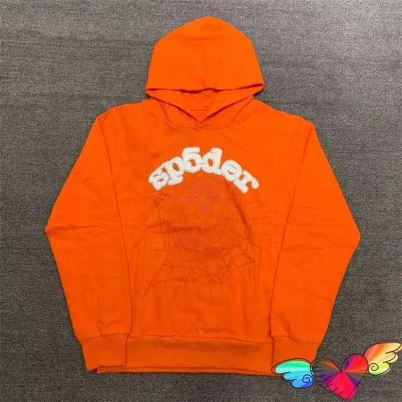 Herrtröjor tröjor och kvinnors tröjor modemärke spder orange r unga thug spindel vita web pullover loss