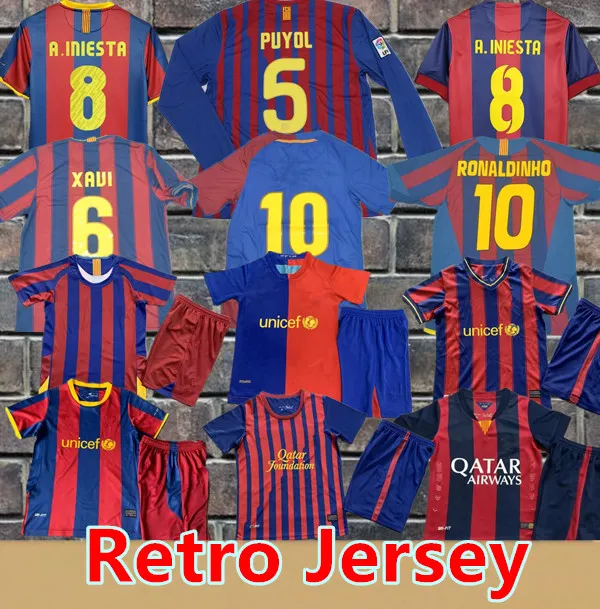 Retro Soccer Jerseys 05 06 08 09 10 11 14 15 Xavi Ronaldinho Ronaldo Rivaldo Guardiola Iniesta Finały Klasyczne MAILLOT DE MAL I