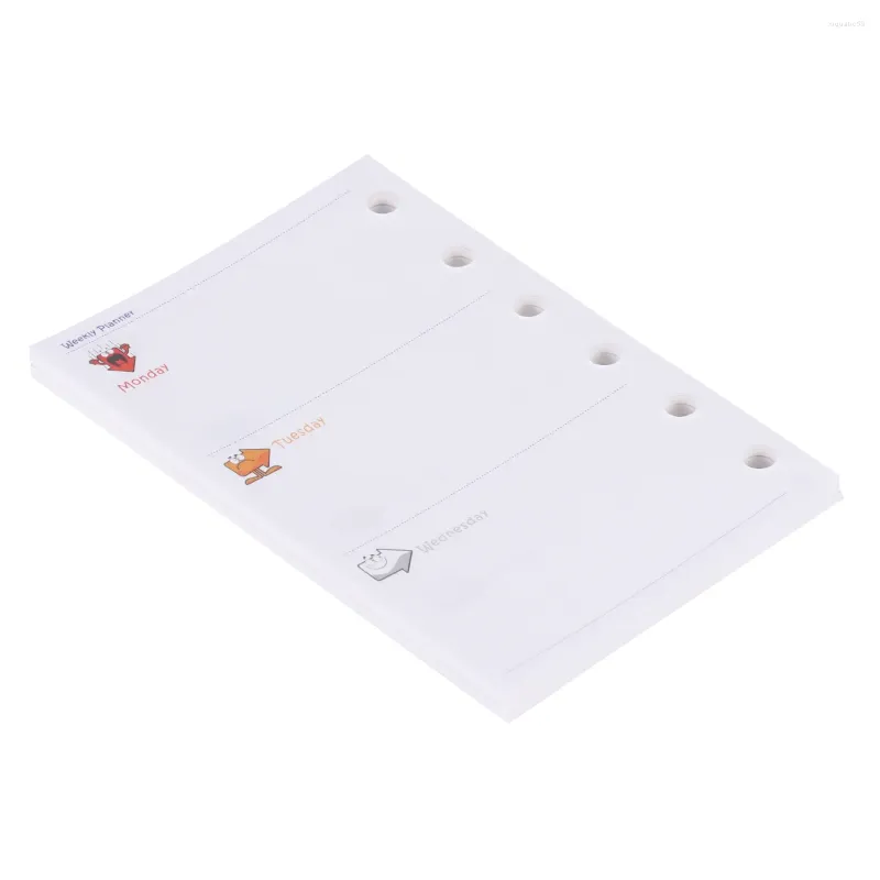 Papier de recharge A7 à feuilles mobiles, 3 pièces, 6 feuilles de rechange pour carnet de notes, planificateur à 6 trous pour magasin scolaire