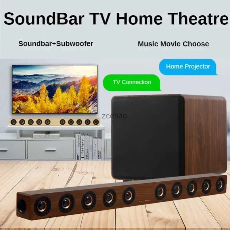 Bookshelf Speakers 40W Wooden TV SoundBar Bluetooth Speaker Home Theater System 3D Surround Sound Bar Subwoofer Audio Remote Control Wall Mountable