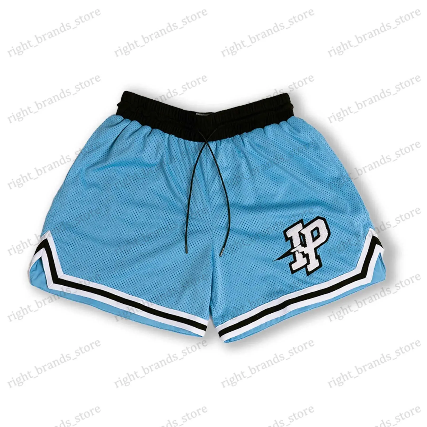 Shorts masculinos inaka power shorts masculino feminino basquete ginásio treino malha dupla camada bordado shorts de basquete azul t240117