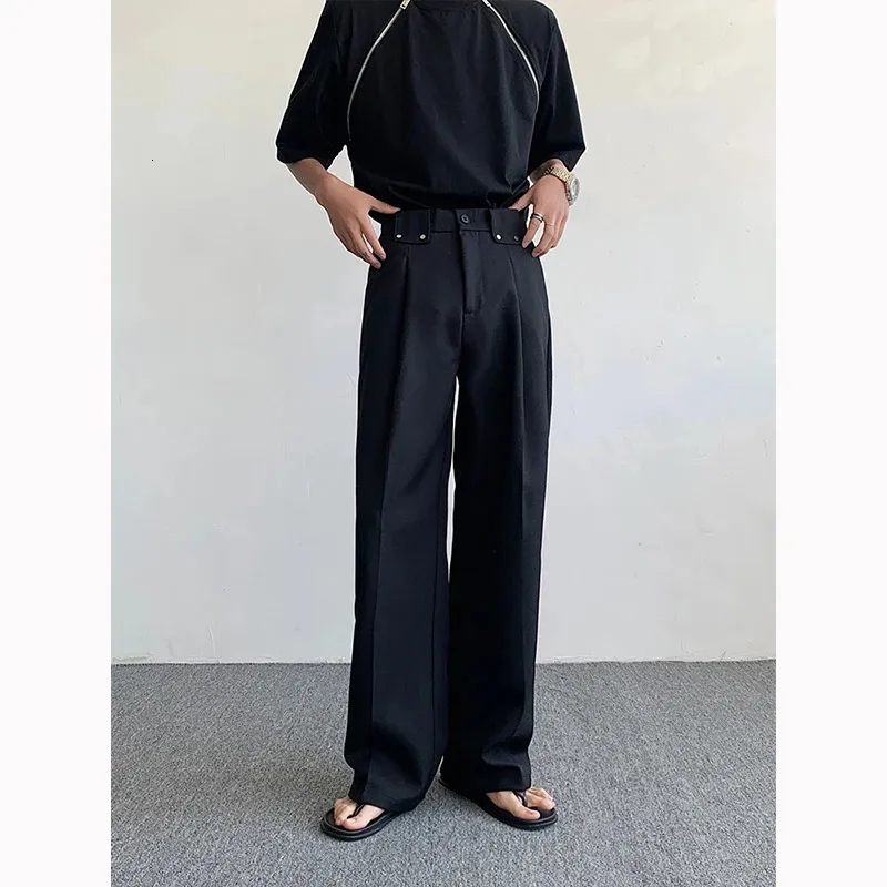 Pantaloni da abito oversize neri da uomo Moda sociale Abito da uomo coreano Pantaloni larghi dritti a gamba larga da ufficio 240117