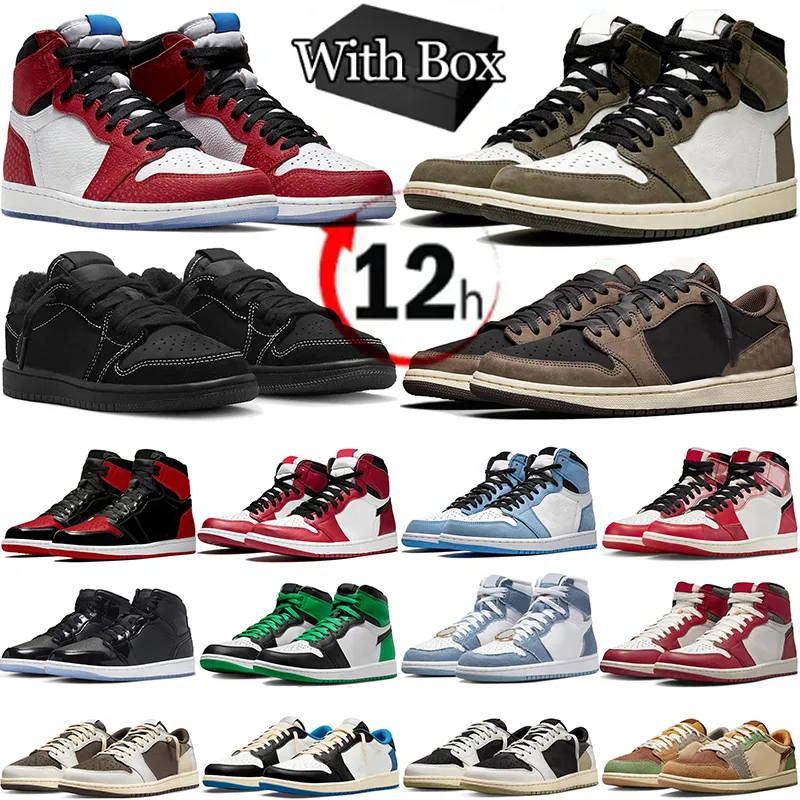 Nike Air jordan 1  하이퍼 로얄 대학교 블루 어두운 모카 흑요석 게임 Roya 중성 회색 넥타이 염료 Womens Mens Sport Sneakers