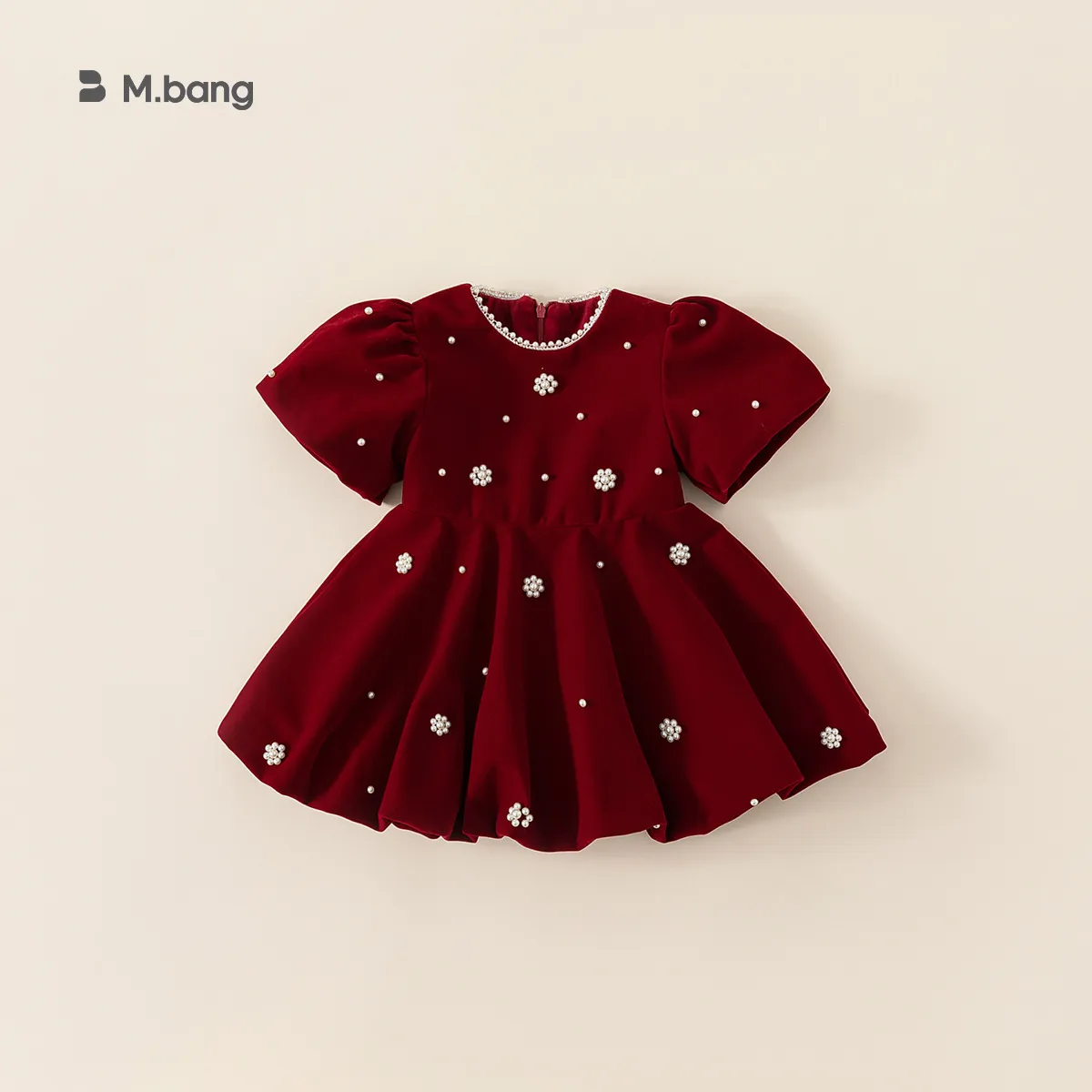 Robe d'automne pour filles, robe rouge perle, robe de princesse pour enfants