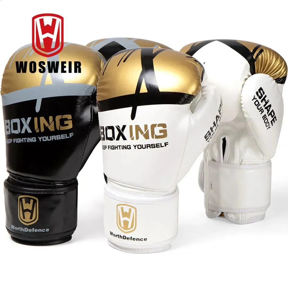 WOSWEIR Kickboxhandschuhe Männer Frauen PU Karate Muay Thai Guantes De Boxeo Free Fight MMA Sanda Training Erwachsene Kinder Ausrüstung 240117