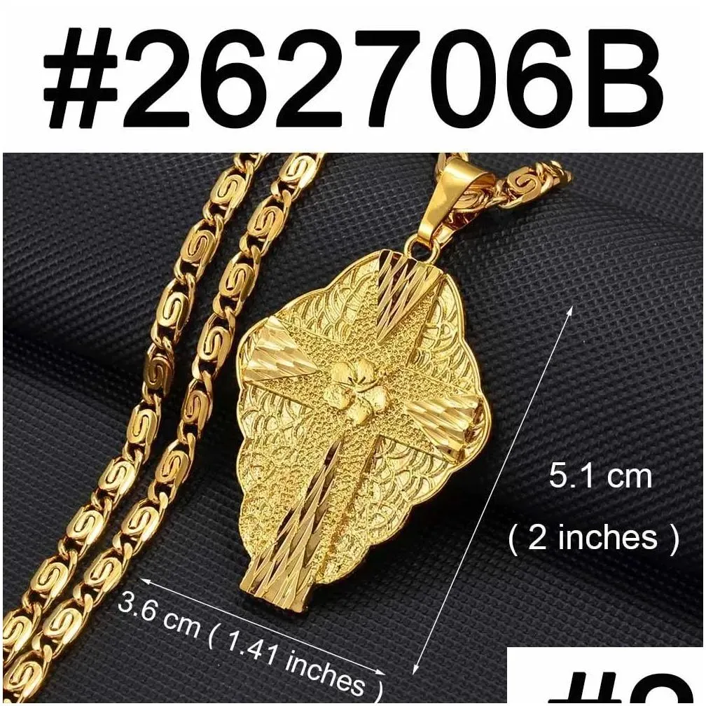 Pendant Necklaces Hawaiian Cross Chain 14K Yellow Gold Men Women Micronesia Chuuk Guam Jewelry Crosses Drop Delivery Pendants Otloe