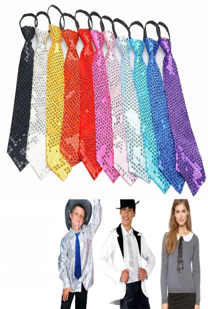 Herren-Krawatten, glitzernd, Unisex, mit Pailletten, vorgebundene Krawatte, Reißverschluss-Krawatte für ausgefallene Partykostüme9742493