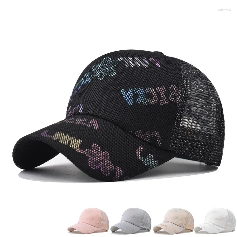 Gorras de bola VACIGODEN Lentejuelas coloridas Malla Gorra de béisbol transpirable Hombres Mujeres Moda Cambiar color Sombrero para el sol Estilo de la calle Hip Hop Cool