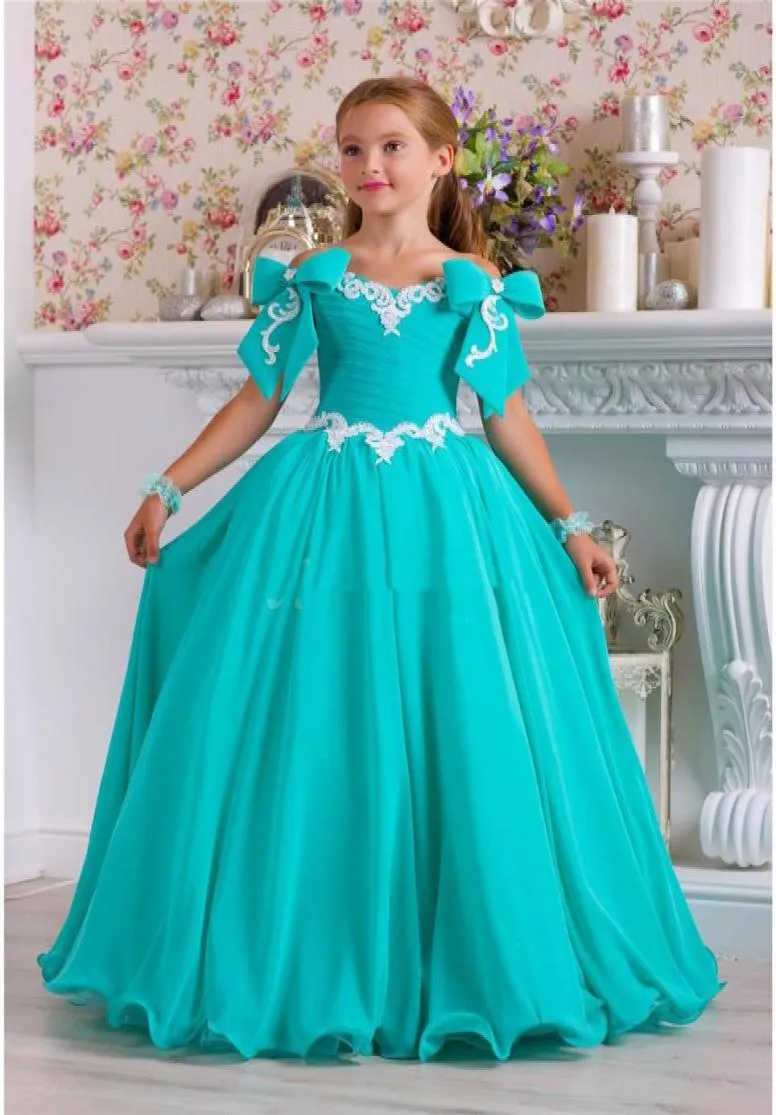 Hunter Chiffon Beaded Flower Gilr Dresses Bows Lace Vintage Little Girl Wedding Dresses Beautiful Child Pageant Dresses Gowns FL014280496