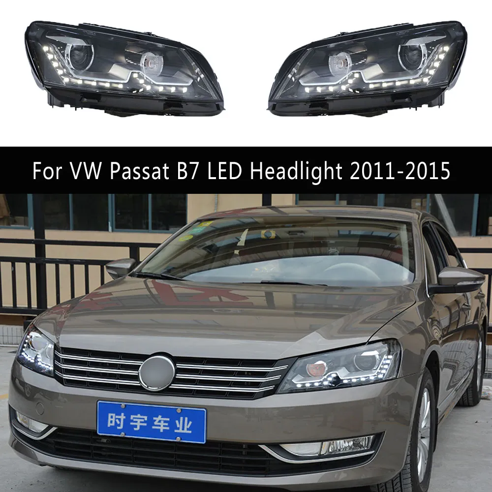 Lâmpada principal do carro para vw passat b7 led conjunto do farol 11-15 drl luz de circulação diurna dinâmico streamer indicador de sinal de volta