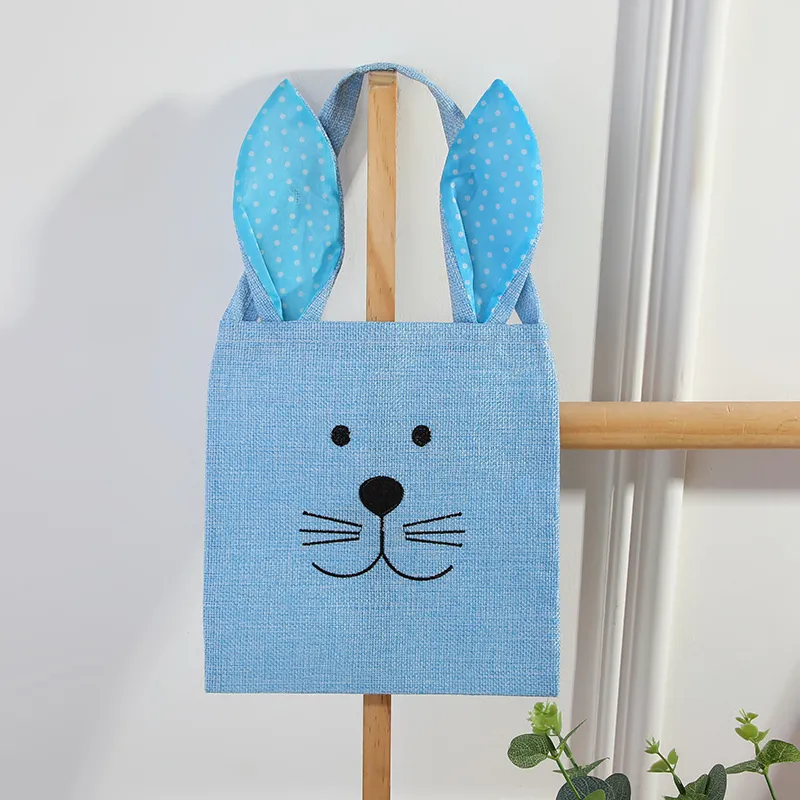 Easter Gift Bag Jute Bunny Jewelry Display Bag Unique Design Burlap Easter Tote With Bunny Ears Kids Baskets