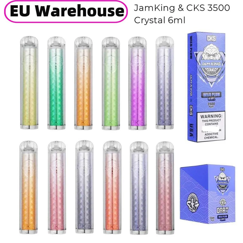 Stock de l'UE vaper desechable Jam King CKS Vapes 3500 Puff 6ml Pod Crystal Vape Pen Puff Bar 2% 3% 5% Nic 650mAh Batterie Rechargeable Mesh Coil Vape Usine de gros