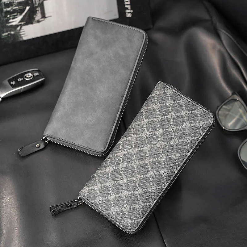 Men's Plaid Long Wallet Fashion Casual Money Clip Personalized Long Clutch Card Bag Card Holder Bag 020724a