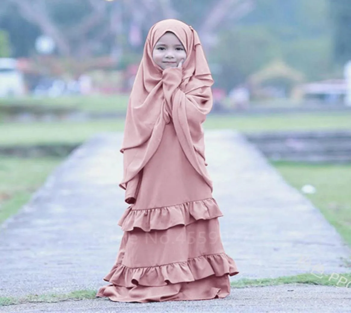 Sukienka muzułmańska Kid Abaya dla dziewczynki Dubai Kaftan Islamski odzież Dzieci Ramadan Modlitwa Jubba Bliski Wschód Hidżab sukienka Turkish7186413