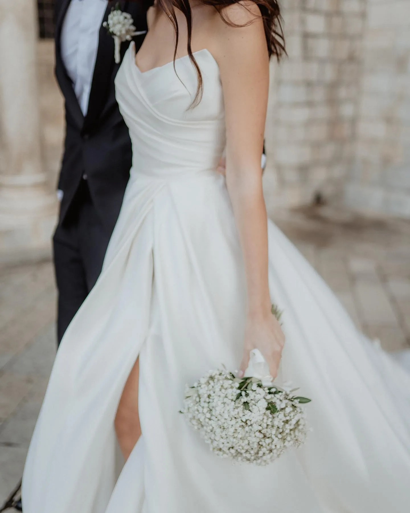 side ruched wedding dress Stacees Bridal Wedding Dress Elegant Simple Trumpet V Neck Ruched Soft Satin Slit Illusion Lace Train