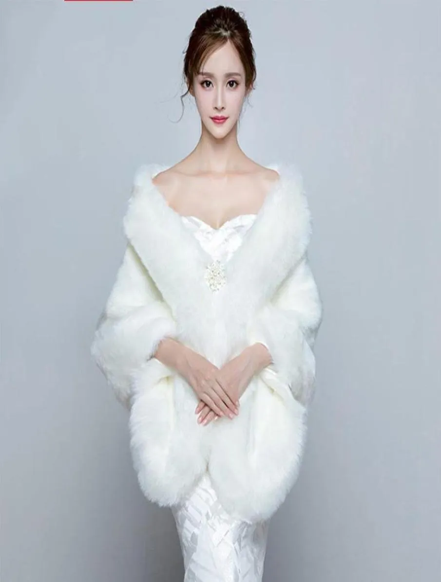 White Elegant Winter Wedding Fur Coat Manteaux Mariage Blanc Wedding Jacket Formal Shrugs For Women Coat Winter 2017 In Stock3968763