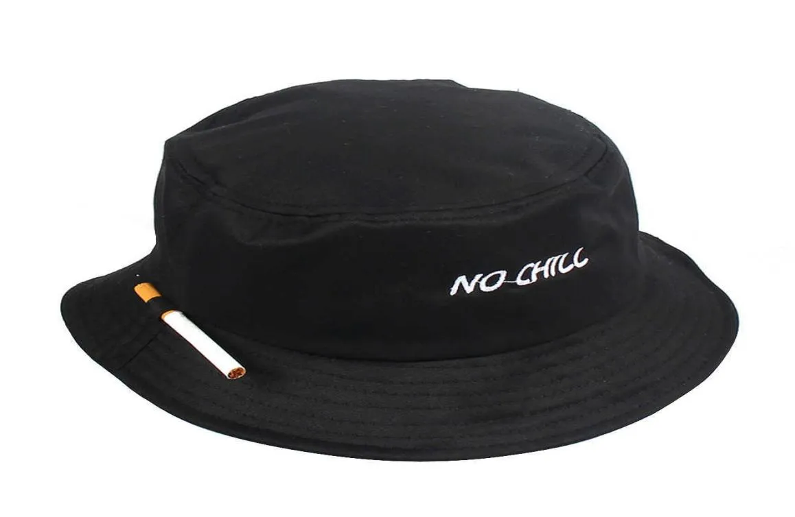 Whole Men Women Cigarette Embroidery Bucket Hat Hip Hop Fishing Cap Adult Panama Bob Hat Summer Lovers Flat Hat Q08052030420