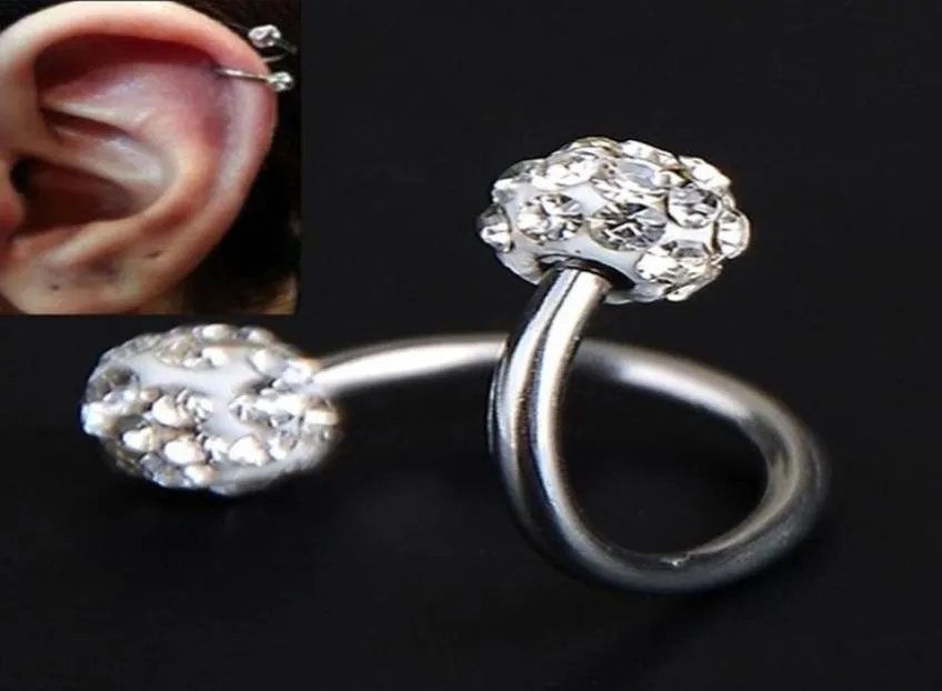 Pozostałe 1pcs/5pcs krystaliczne podwójne kulki skręcona helisa płukana kolczyka piercingowa manomot biżuterii 18G S Ear Labret Pierścień stal8921009