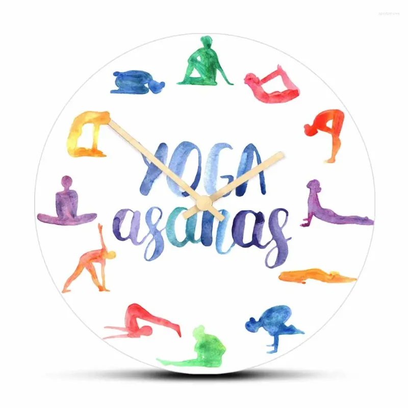 Wall Clocks Yoga Asanas Modern Design Clock Home Decor Woman Fitness
