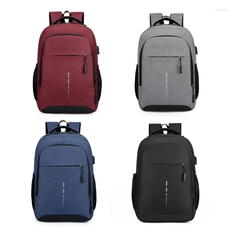 Sacs d'école Sac à dos pour ordinateur portable Work College Pack avec bandes réfléchissantes de port USB Adultes