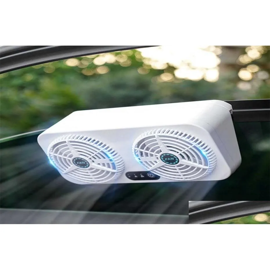 Bilvärmefläktar Ventilator 2 fläkt avgaser Universal Radiator USB Vehicle Window Windshield Cooling Air Purifiers Eliminerar lukt408237 DHZRI