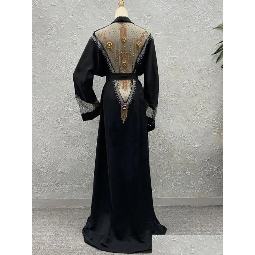 Ubranie etniczne Afryka sukienki afrykańskie dla kobiet dashiki luksusowa siatka diament Abaya Dubai muzułmanin Ramadan Kaftan Kimono Drop Deli Dhtzk