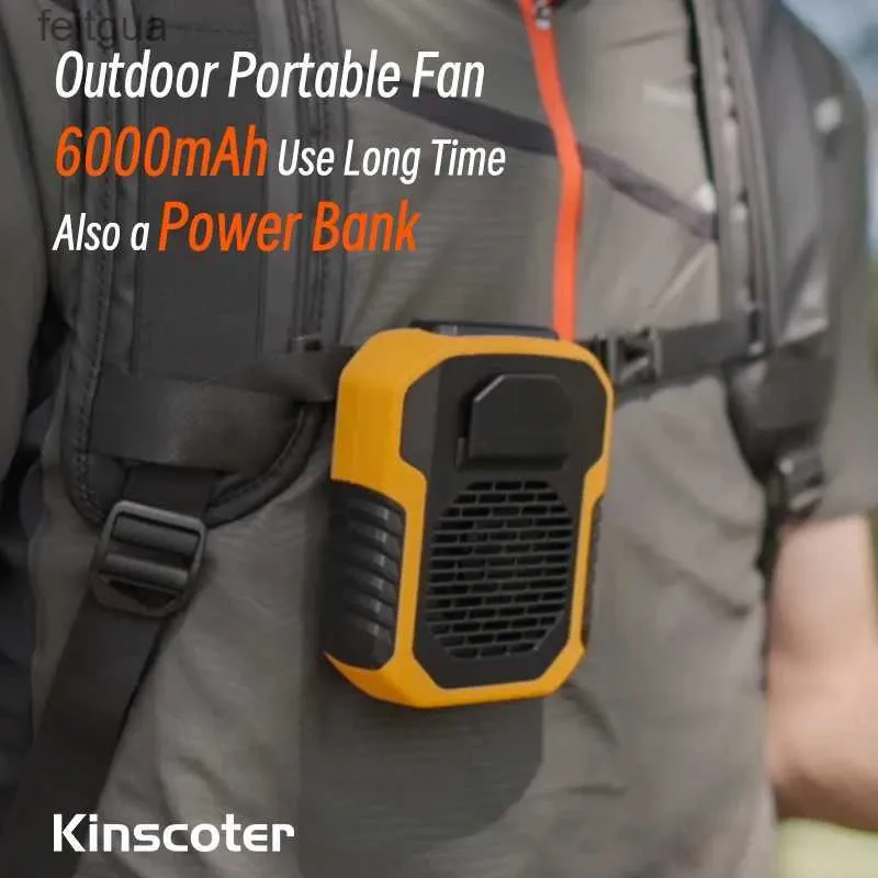 Electric Fans KINSCOTER6000mahMulti-functional Outdoor Fan Hanging Neck Fan Portable Camping Hiking Sports Usb Mini Fan With Power Bank YQ240118