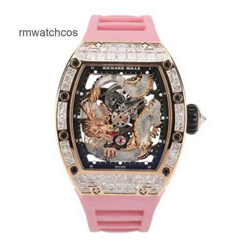 기계식 시계 크로노 그래프 손목 시계 Richardmill Wrist Swiss Made RM5703 오리지널 다이아몬드 로즈 골드 크리스탈 드래곤 한정판 레저 스포츠 Mac TDMH