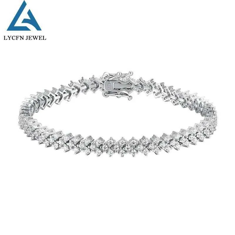 Braccialetti con ciondoli Lycfn 1.5mm Moissanite Bracciale tennis con diamanti per donna 925 SterlSliver Braccialetti WeddParty placcato oro bianco 18k Gioiello J240118